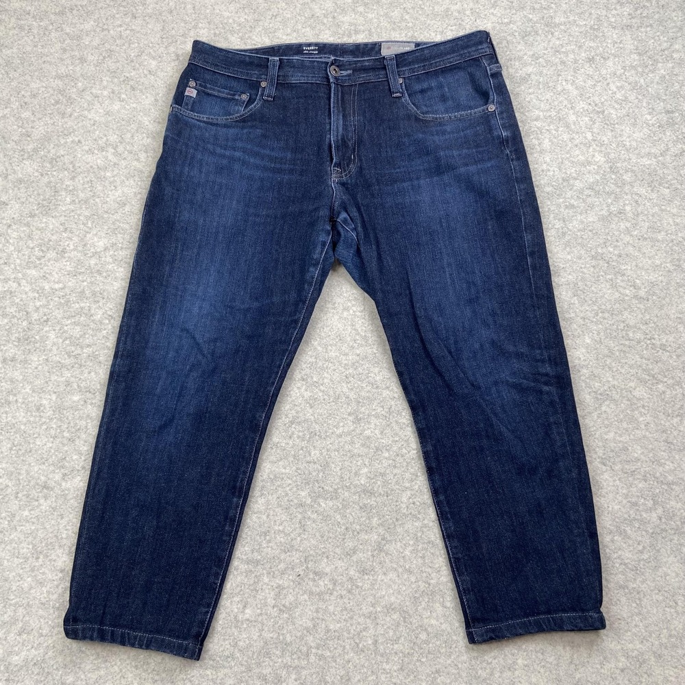 AG Adriano Goldschmied Everett Slim Straight Jeans Mens 34x22 Hemmed Dark Blue - Picture 2 of 16